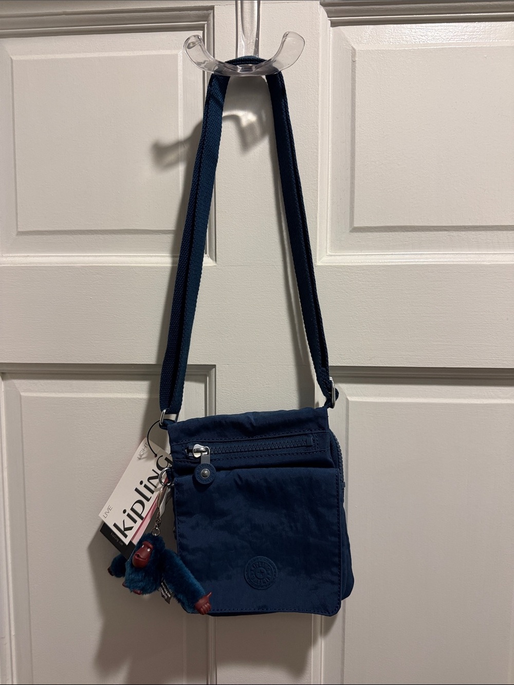 Kipling Navy Blue Crossbody Bag with Monkey Keychain